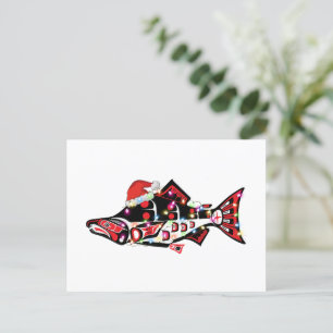 Haida Zalm Spirit Dier met Kerstverlichting Briefkaart