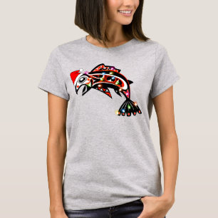 Haida Zalm Spirit Dier met Kerstverlichting T-shirt