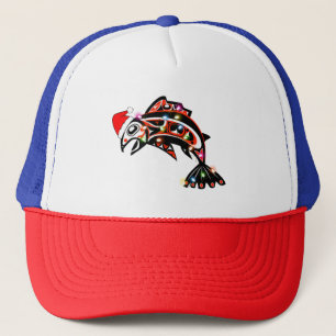 Haida Zalm Spirit Dier met Kerstverlichting Trucker Pet