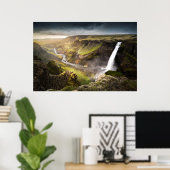 Haifoss Waterfall | Summer in Iceland Poster (Thuiskantoor)