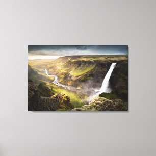Haifoss Waterfall   Zomer IJsland Canvas Afdruk