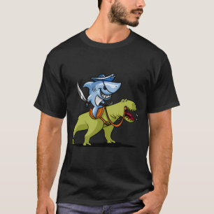 Haifungeratie die op T-Rex Dinosaurus rijdt Grappi T-shirt