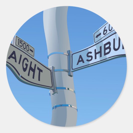 Haight Ashbury Warp Ronde Sticker (Voorkant)