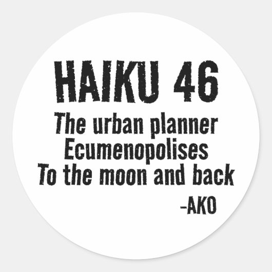 HAIKU 46 RONDE STICKER (Voorkant)