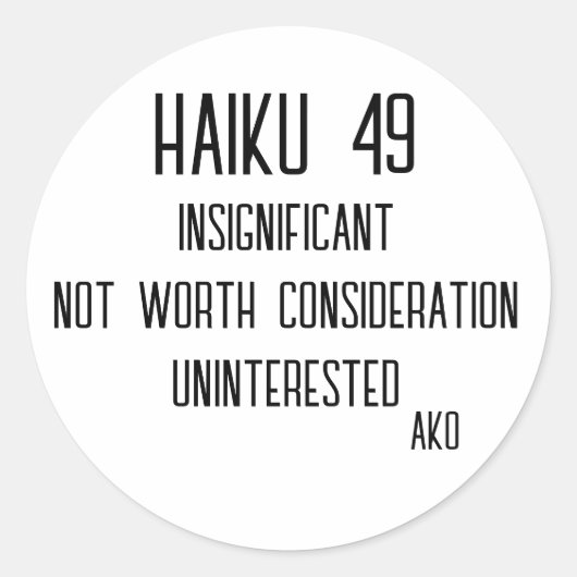 HAIKU 49 RONDE STICKER (Voorkant)