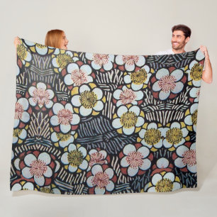 HAIKU/BLACK WHITE PINK YELLOW SPRINGSTROMEN FLEECE DEKEN