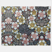 HAIKU/BLACK WHITE PINK YELLOW SPRINGSTROMEN FLEECE DEKEN (Voorkant (Horizontaal))