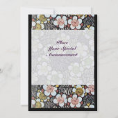 HAIKU/ ZWART WIT GEEL ROZE LENTE BLOEMEN KAART (Achterkant)