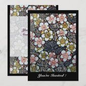 HAIKU/ ZWART WIT GEEL ROZE LENTE BLOEMEN KAART (Voorkant / Achterkant)