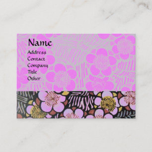 HAIKU / ZWART WIT GRIJS ROZE LENTE BLOEMEN VISITEKAARTJE