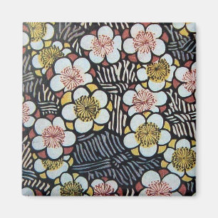 HAIKU/ ZWART WIT ROZE GEEL LENTE BLOEMEN MAGNEET