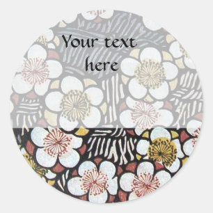 HAIKU/ ZWART WIT ROZE GEEL LENTE BLOEMEN RONDE STICKER