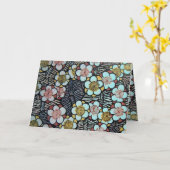 HAIKU/ ZWART WIT ROZE ROZE BLAUW LENTE BLOEMEN KAART (Gele Bloem)