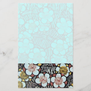 HAIKU/ ZWART WIT TEAL BLAUW LENTE BLOEMEN BRIEFPAPIER