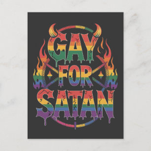 Hail Gay Satan Rainbow Baphomet Duivel Geit LGBTQ Aankondigingskaart
