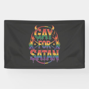 Hail Gay Satan Rainbow Baphomet Duivel Geit LGBTQ Spandoek