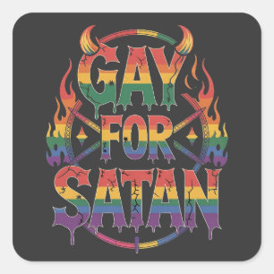Hail Gay Satan Rainbow Baphomet Duivel Geit LGBTQ Vierkante Sticker