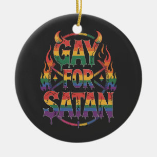 Hail Gay Satan Regenboog Baphomet Duivel Geit LGBT Keramisch Ornament