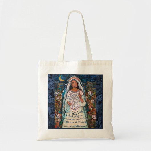 Hail Mary met Roos achtergrond Canvas tas (Voorkant)