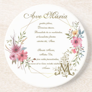 Hail Mary Prayer Religieuze Ave Maria Latijn Zandsteen Onderzetter