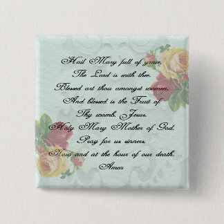 Hail Mary Prayer Vierkante Button 5,1 Cm