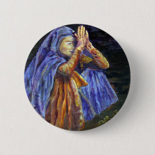 Hail Mary Rosary-schilderkunst Ronde Button 5,7 Cm