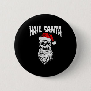 Hail Santa! Antieke Schedel & Kerstman Hoed Retro  Ronde Button 5,7 Cm