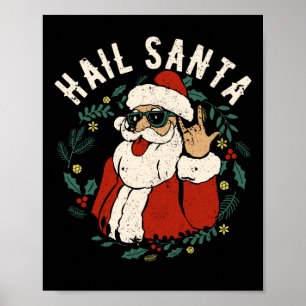 Hail Santa Claus Sleigher Kerstman Metal Poster