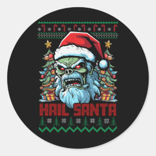 Hail Santa Heavy Metal Headbanger Lelijk Kerstfees Ronde Sticker