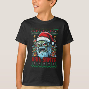 Hail Santa Heavy Metal Headbanger Lelijk Kerstfees T-shirt