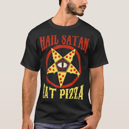 Hail Satan Eat Pizza Funny Satanic Occult Pizza Te T-shirt (Voorkant)
