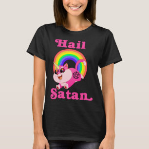 Hail Satan Eenhoorn Kat Regenboog, Grappige Death T-shirt