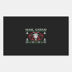 Hail Satan Goat Head Pentagram Funny Satanic Ugand Rechthoekige Sticker