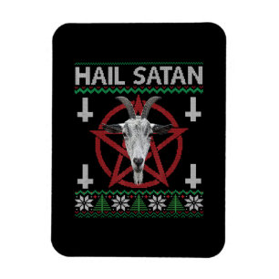 Hail Satan Goat Head Pentagram Funny Satanic Ugly Magneet