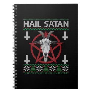 Hail Satan Goat Head Pentagram Funny Satanic Ugly Notitieboek