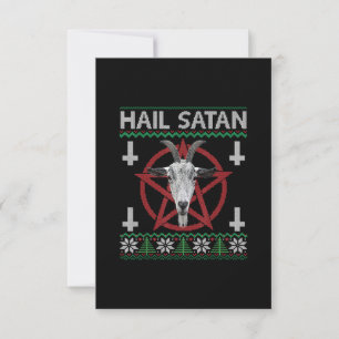 Hail Satan Goat Head Pentagram Funny Satanic Ugly RSVP Kaartje
