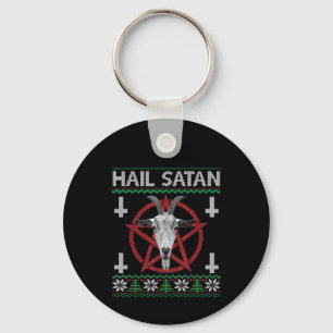 Hail Satan Goat Head Pentagram Funny Satanic Ugly Sleutelhanger