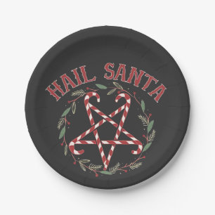 Hail Satan Kerstmis Krampus Kerstmis Duivel Snoep Papieren Bordje