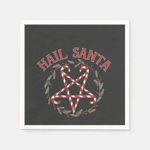 Hail Satan Kerstmis Krampus Kerstmis Duivel Snoep Servet