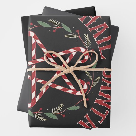 Hail Satan Kerstmis Krampus Kerstmis Duivel Snoepg Inpakpapier Vel (In situ)