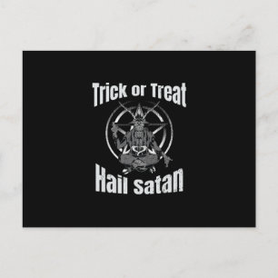 Hail Satan Pentagram Goat Halloween Aankondigingskaart