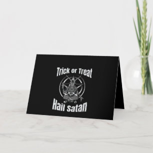 Hail Satan Pentagram Goat Halloween Kaart