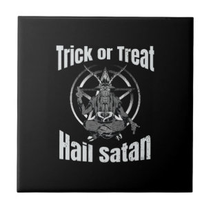 Hail Satan Pentagram Goat Halloween Tegeltje