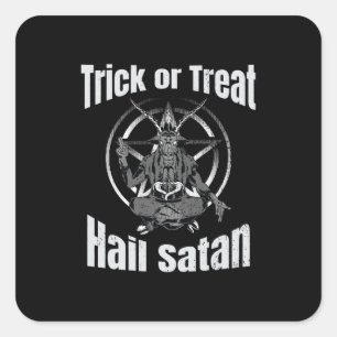 Hail Satan Pentagram Goat Halloween Vierkante Sticker