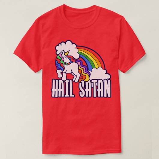 Hail Satan Rainbow Unicorn T-shirt (Design voorkant)