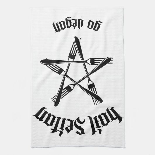 Hail Seitan 1.1 (zwart) Theedoek (Verticaal)