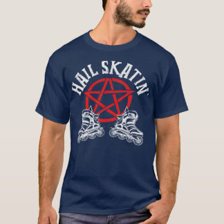 Hail Skatin Satanic Cross Roller Skatean Pen T-shirt