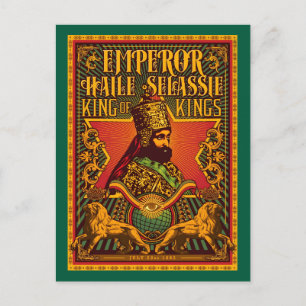Haile Selassie ansichtkaart Jah Rastafari Metaalpr Briefkaart