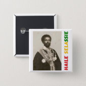Haile Selassie Badge Vierkante Button 5,1 Cm (Voorkant /achterkant)