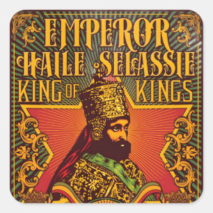 Haile Selassie I Jah Rastafari Rasta Reggae Roots Vierkante Sticker
